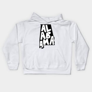 Alabama Doodle Letters Map Outline- black and white b&w Kids Hoodie